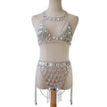 RL-120 Night Bar Women Jewelry Tassel Square Triangle Drop Rhinestone Crystal Diamond Tops and Bottoms Suit Body Chain