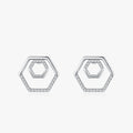 Ailmay Charm Sparkling Hexagon Earrings 100% 925 Sterling Silver Geometric CZ Stud Earrings for Fine Female Fashion Jewelry