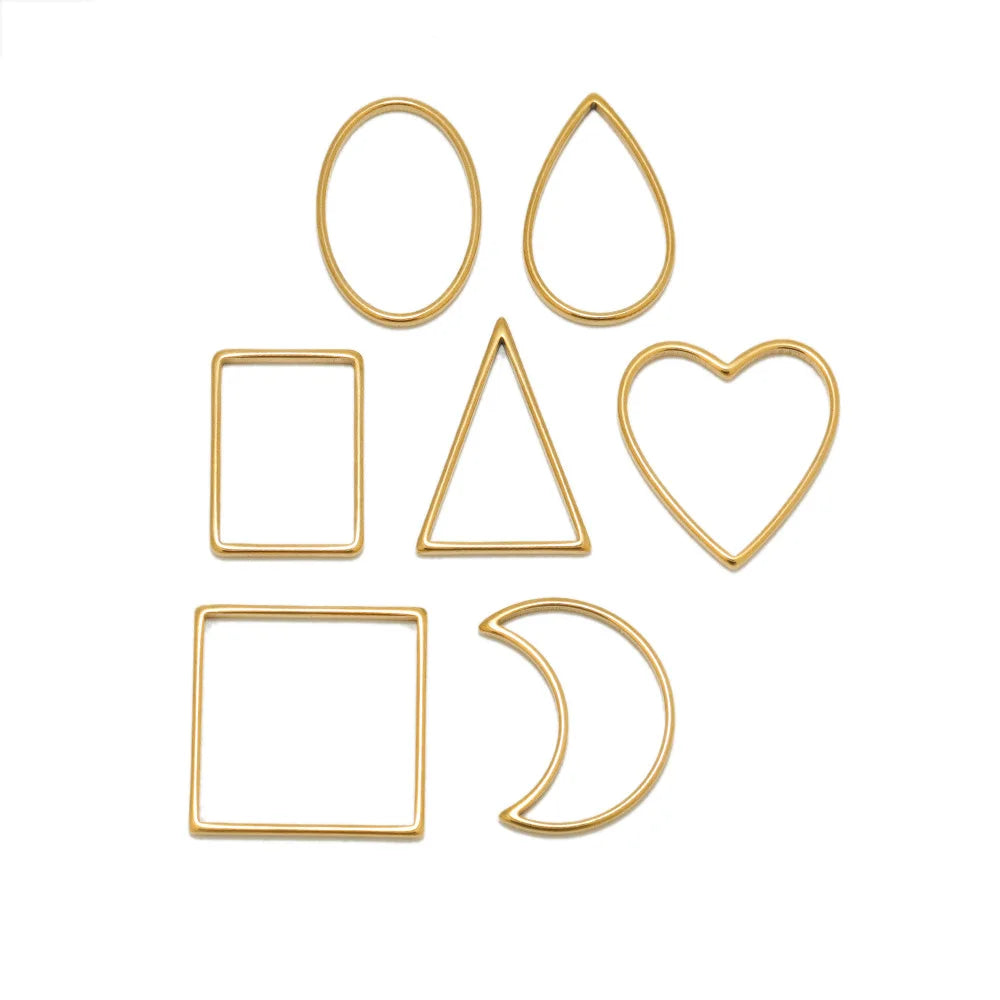 Geometry DIY Fashion Jewelry Gold Plated No Tarnish Stainless Steel New Design Charms Plain Heart Moon Hoop Pendant Accessories