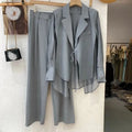 New Fashionable Summer Suit Women'S Tops High Waisted Wide Leg Pants Two Piece Set