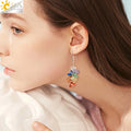 CSJA Natural Chipped Stone 7 Chakra Irregular Bead Crystal Drop Dangle Earrings for Women G458