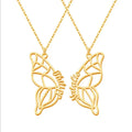 Qiuhan BFF Sisters  Stainless Steel 18K Gold  Butterfly Personalized Name Necklace