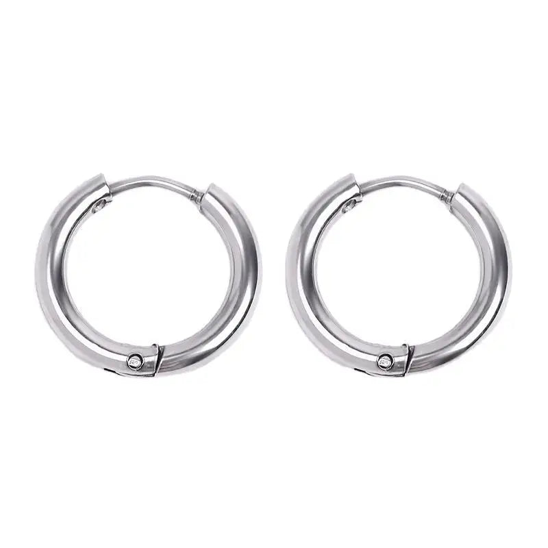 Stainless Steel Earrings for Men Round Jewelry Gold Silver Stud Earrings
