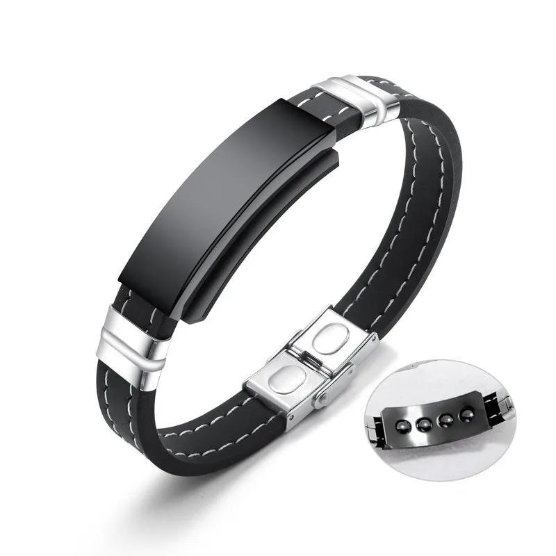 GJB033 Brazil Inspirational Customized Name Plate Jewelry Stainless Steel Silicone Bangle Statement Bracelets for New Year Gift