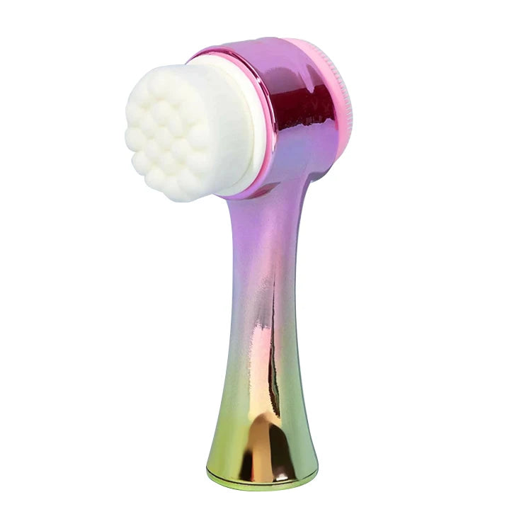 2 in 1 Portable Silicone Face Brush Double Sided Facial Cleansing Brush With Handle