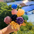 Wholesale Natural Crystal Healing Stone Carved Flower With Metal Leaf Crystal Rose  for Valentine's Day Gifts