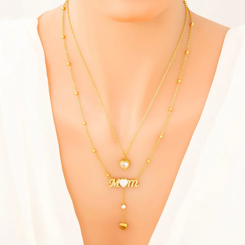 Mother's Day Gift Idea Elegant 18K Gold Color-Retaining Necklace Zircon Handmade DIY High-End Jewelry for Women Link Letters