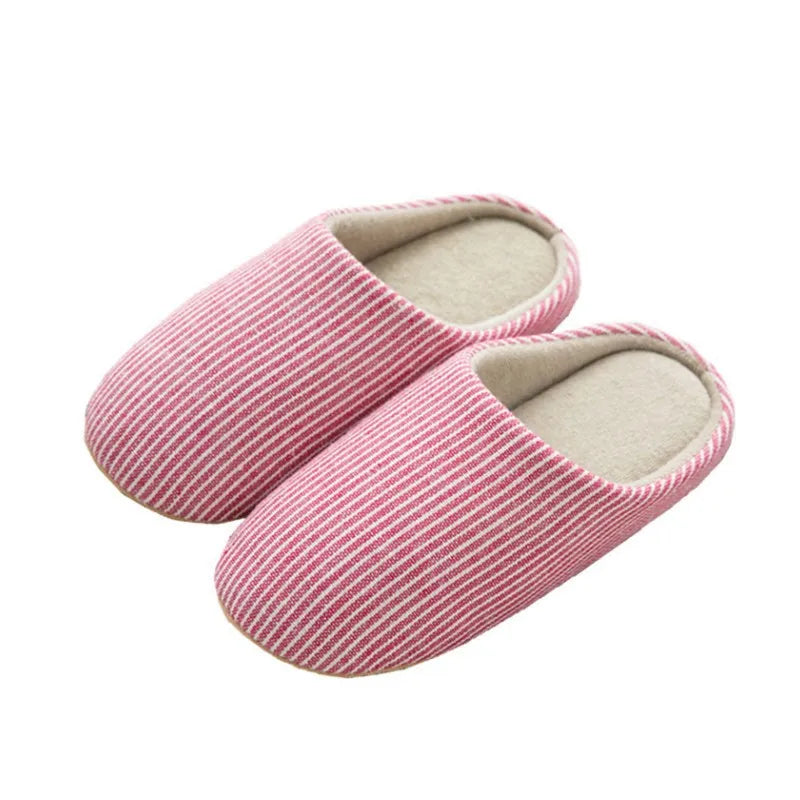 Autumn Winter Japanese Home Indoor for for Men Women EVA Midsole Non-slip Warm Cartoon Toe Soft Sole Cotton Upper Striped