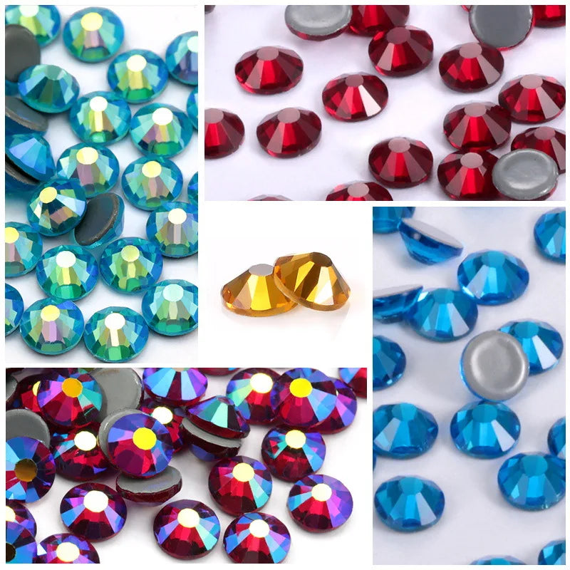 Factory Wholesale German Intensive Glue Hotfix Stone Flat Back Glass Rhinestones Crystal AB Hot Fix Rhinestone for Wedding Dress