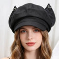 Y2K Fox Ears Baseball Cap with Iron Ring Unisex Denim Dad Hat Animal Ears Grunge Aesthetic Hat for Women
