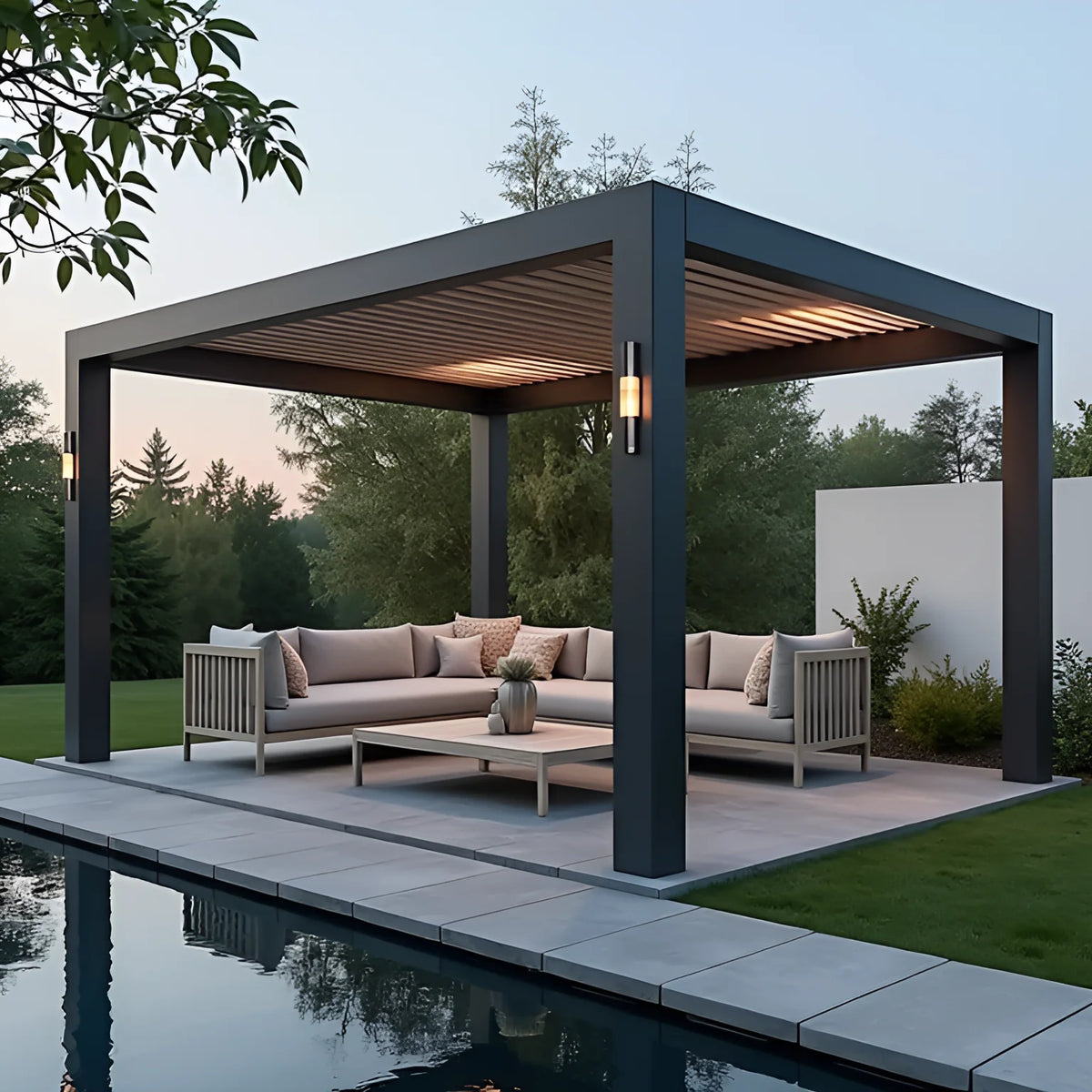 Classic Hot Selling Outdoor Seating Pavilion Aluminum Pergola Pressure Treated Nature Rot Proof Eco-Friendly Garden Buildings MegaBDM