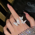 New Arrival Cubic Zirconia Butterfly Rings Crystal Butterfly Open Ring for Women Jewelry