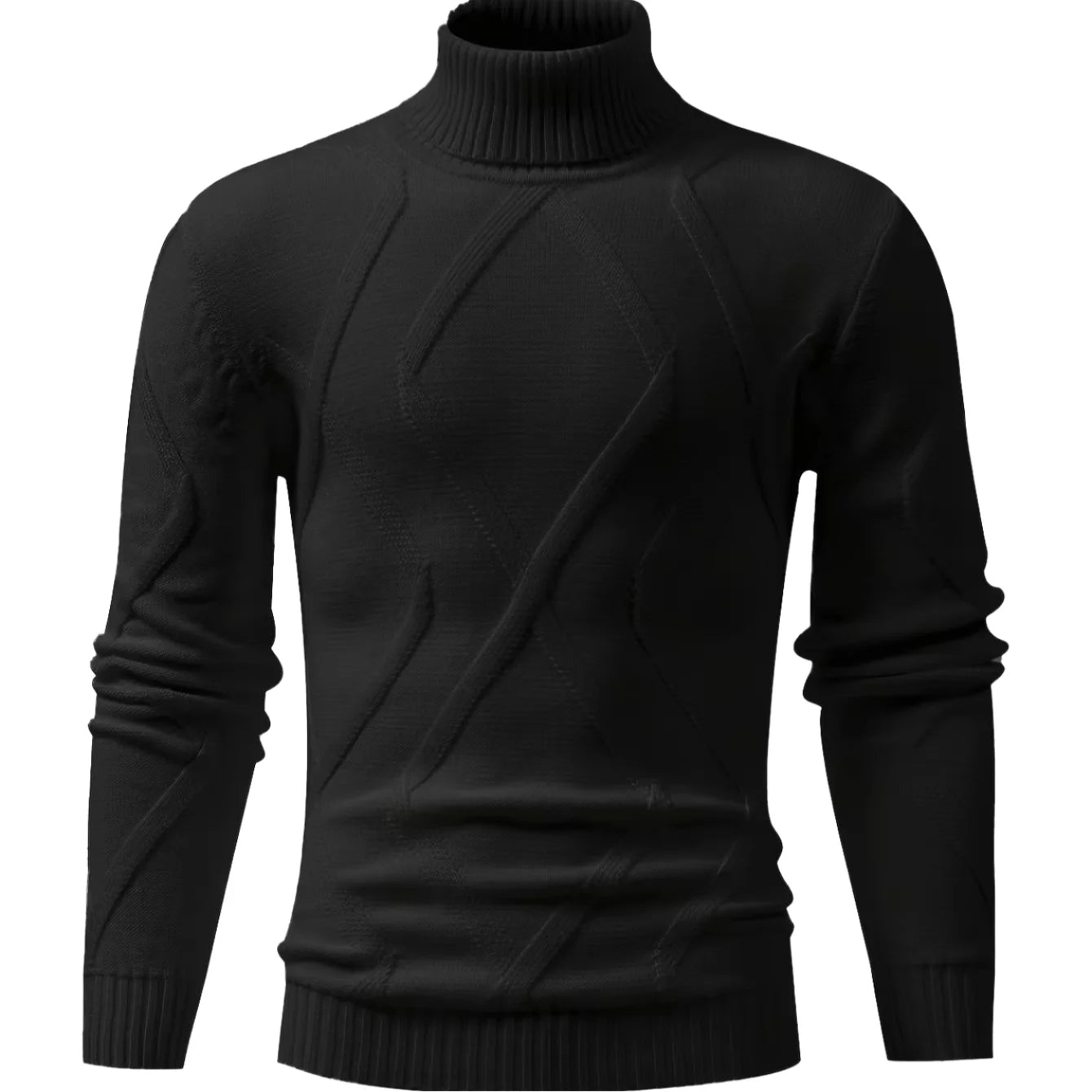 Men's Winter Casual Slim Knit Sweater High Neck Crew Collars Letter Pattern Decoration Breathable Anti-Shrink