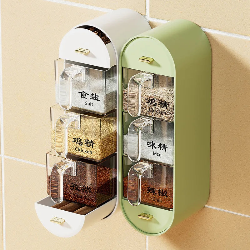 Kitchen Multifunctional Drawer Spice Jars Plastic Box 5 Layer Transparency Sugar Salt Spicy Spice Storage Containers