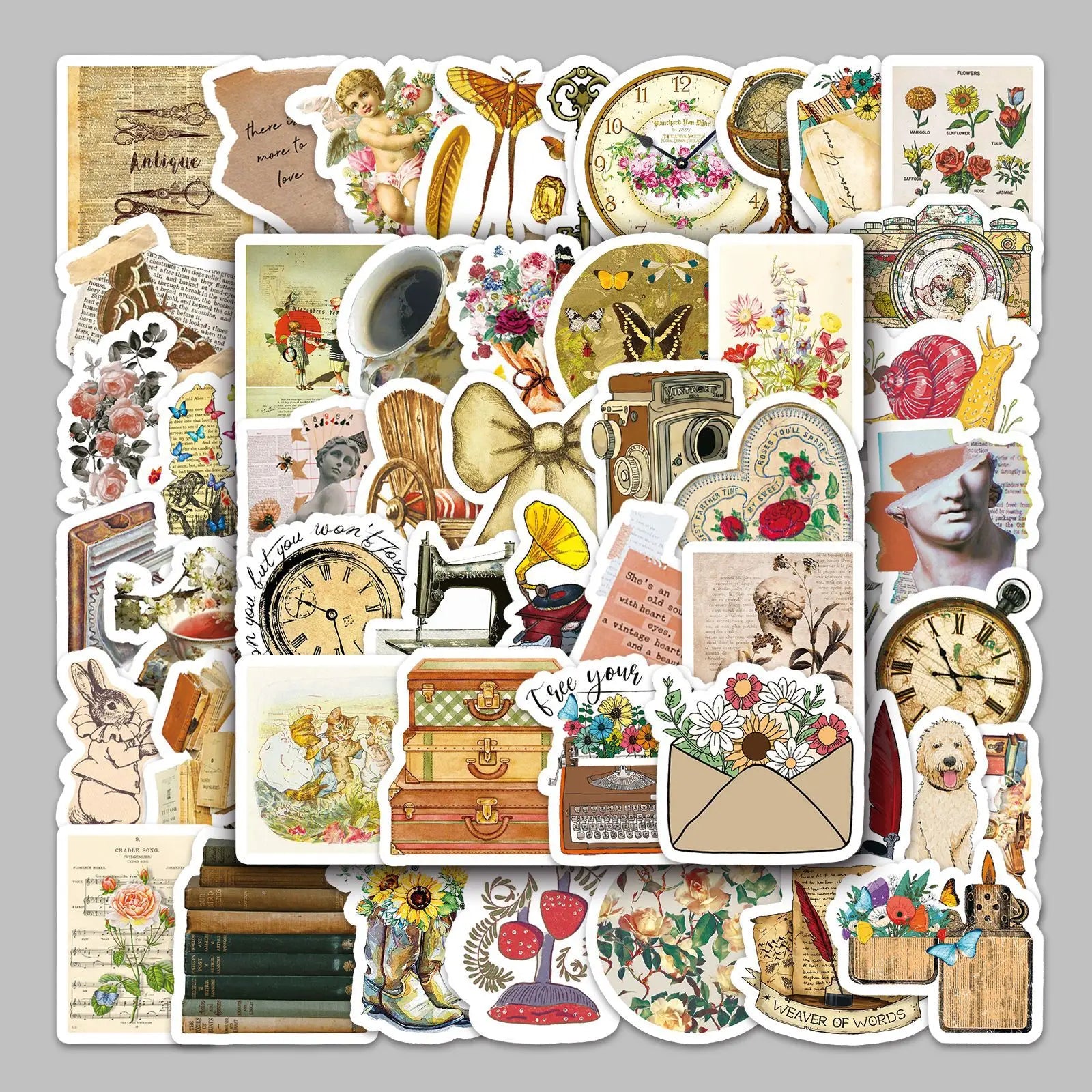 50PCS Classic Retro Nostalgic Cottagecore Vintage Aesthetic Sticker