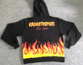 Custom Heavyweight High Quality Street Casual Style Full Zip up Hoodie Fashion Flame and Character Print Jogging Hoodie