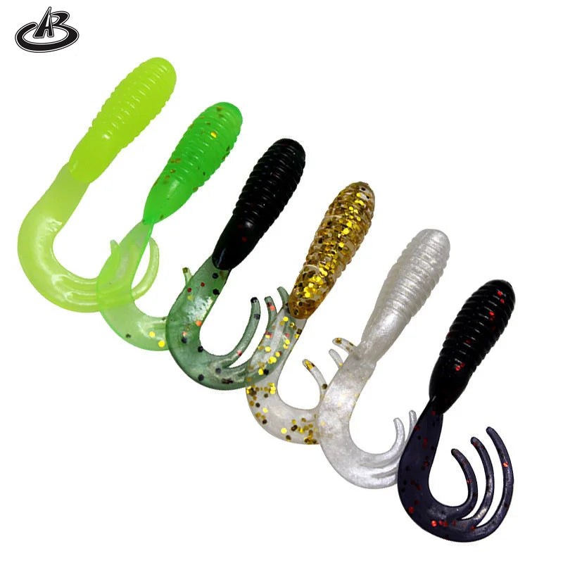 Hangxiang 4cm/0.7g 5cm/1.6g 6.5cm/2.8g Plastic Soft Bait Tripple Grub Tail Artificial Fishing Lures for River Lake 6 Colors