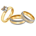 Custom 18k Gold Plated Cz Diamond Jewelry Couple Wedding Engagement Rings Set for Women Anillos Para Pareja Bague En Diamant