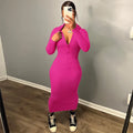 Women Summer Hot Sale Plain Dyed Solid Washable Breathable High Waist Long Sleeve Hooded Bodycon Slim Elegant Maxi Dress