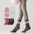 Trendy Color Blocking 3 Layers Knitted Floor Yoga Socks Custom Cotton Terry Gel Grip Pilates Socks Customizable