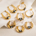Vintage Gold Plated Enamel Devil Eye Heart Drop Earrings Waterproof Stainless Steel Evil Eyes Hoop Earrings for Women