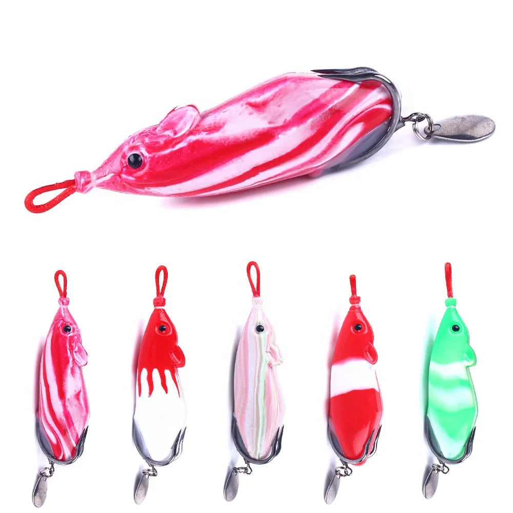 Wholesale FO057 7cm 12g Artificial Soft Baits Top Water Lifelike Frog Fishing Lures with Sequin