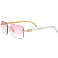 YTSBL10017T Wholesale  Rimless Nature Buffalo Horn Sunglasses square Diamond Glasses Luxury Customized Sunglasses 2023