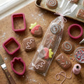 4Pcs Mini Valentine's Day Cookie Cutter Set - Plastic Strawberry & Geometric Shapes Fondant Biscuit Mold for DIY Baking & Gifts