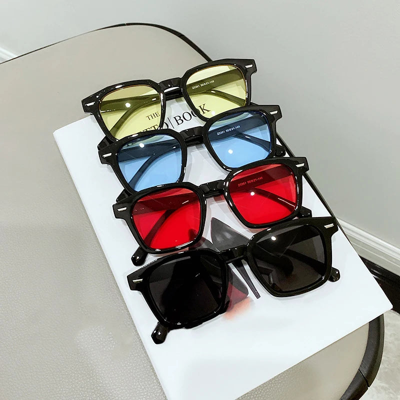 Retro Sunglasses Women Rice Nail High Quality Sun Shades Sun Glasses Fashion Color Lens Square Frame Designer Sunglasses Men