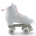 Kids and Adults Adjustable White Pink Quad Roller Skates with Flashing Wheels