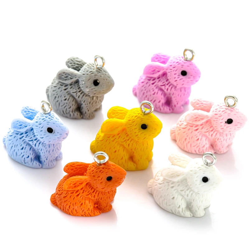 YuenZ 20*21mm 7 Color Animal Rabbit Charms Resin Candy Necklace Keychain Pendant DIY Making Jewelry Accessories W241