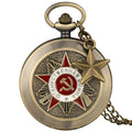 USSR Soviet Badges Sickle Hammer CCCP Fob Clock Arabic Numerals Dial Vintage Quartz Pocket Watch for Men Gift