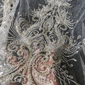 Luxurious Design Silver 3D Embroidered 100% Polyester Beaded Sequin Collar Appliques Wedding Evening Dress Flower Accessories