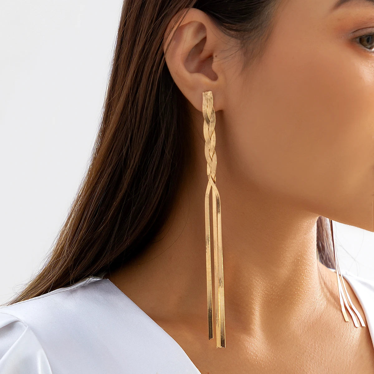 Long Cross Snake Chains Tassels Earrings for Women Trendy Ladies Earrings Hanging Accessories 2025 Fashion Jewelry Female Gifts
