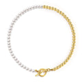Chic Ins Fashion Pearl Chain Necklace Women Gold Color OT Clasp Stainless Steel Bead Chain Necklace for Women Party Jewelry Gift