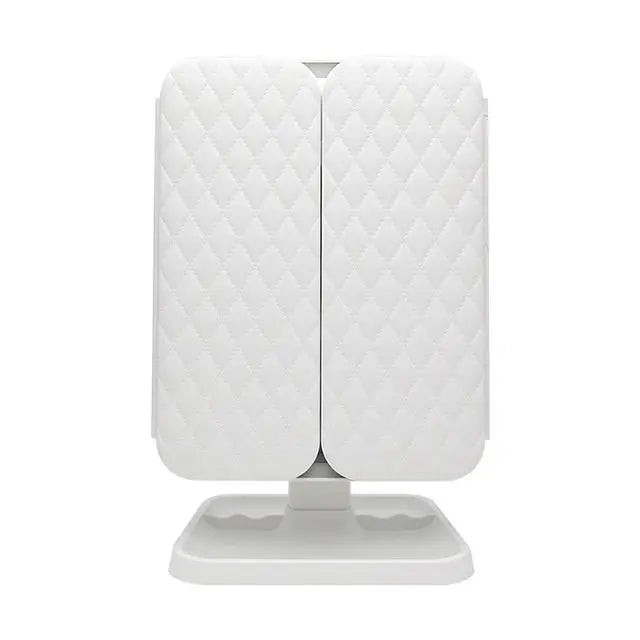 Foldable LED Fashion Cosmetic Mirror 3 Fold Make up Mirror 2X3X Magnifying Mirror With LED Lights Rechargeable Battery