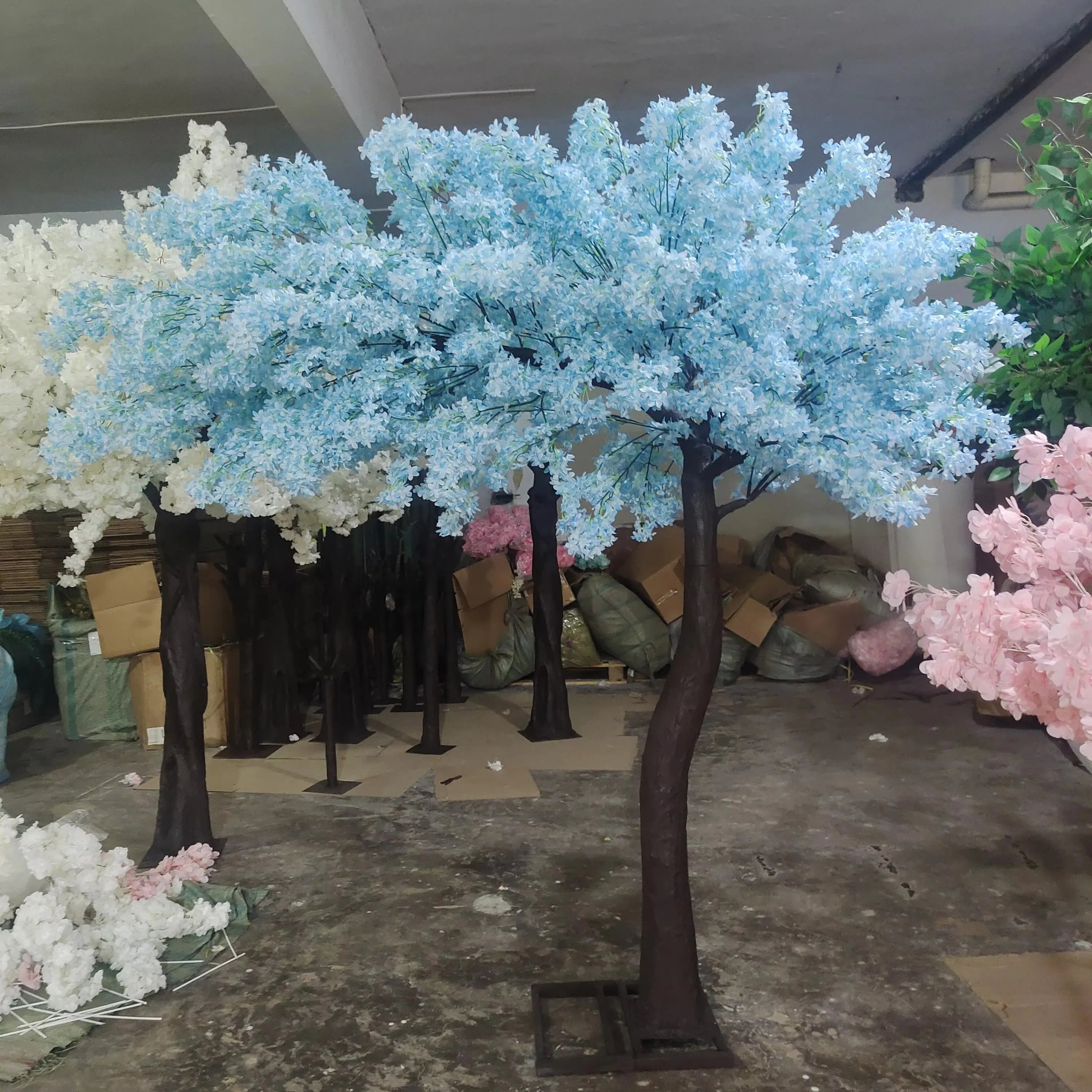 Large Sakura Cherry Blossom Flowers Tree Artificial Flowering Cherry Tree Blue Artificial Cherry Blossom Tree