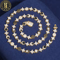 Fancy Design Fashion Jewelry 8mm Iced Out Necklace Gold Plated Brass AAAAA Zircon Sun Moon Star Link Chain for Men Women