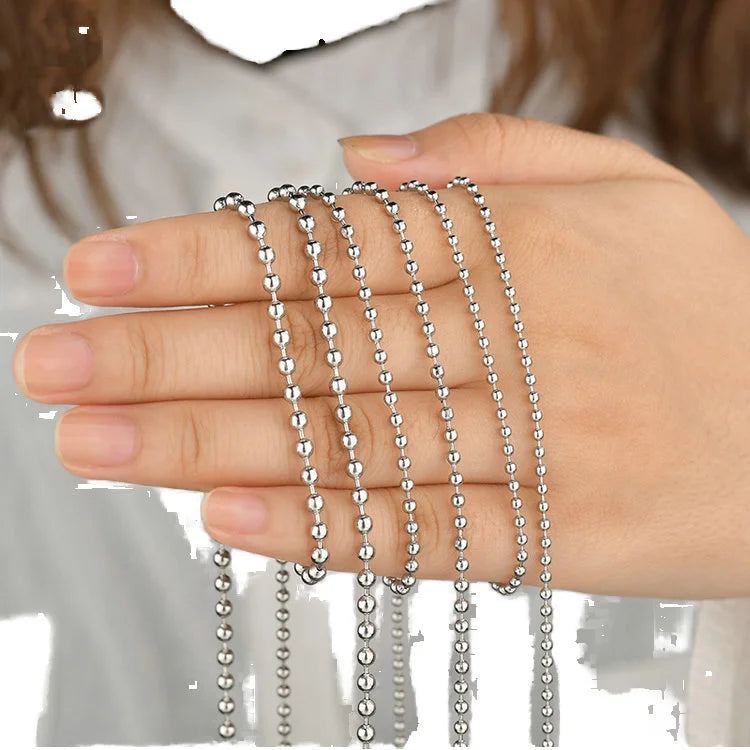 Factory Wholesale DIY Stainless Steel Metal Beads 2MM Link Chain for Pendant Necklace Trendy Wedding & Gift Accessory