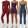 8519 Activewear Sports High-Waisted Yoga Pants Quick-Dry Booty Lifting Tummy Control Running Fitness 2 Piece Leggings Yoga Set