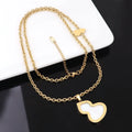 Stainless Steel  Women Calabash Shell Pendant  Double Mutil Layer Chain Charm Fashion Jewelry Necklaces