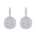 Quality Mirco Paved Full Cubic Zirconia Square Shiny White CZ Stone Dangle Drop Earrings for Women Classic Chic Fashion Jewelry