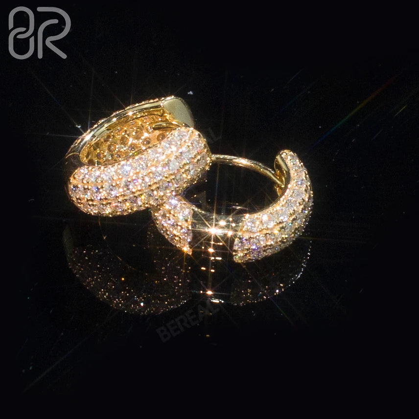 Factory Wholesale Price 10K 14K 18K Solid Gold Silver Earrings Iced Out Vvs Moissanite Round Brilliant Cut Diamond Fine Jewelry