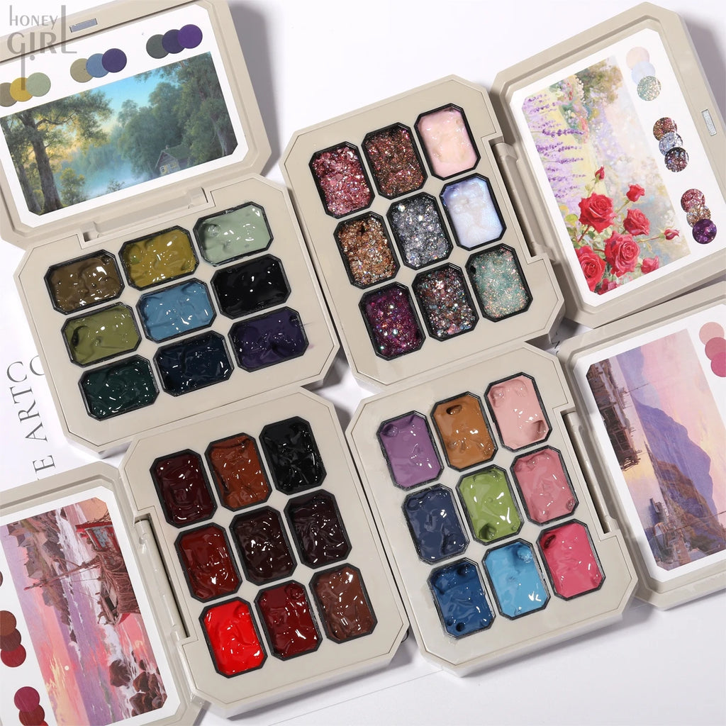 HONEY GIRL LED Soak Resin UV Gel Nail Polish Set Solid Rainbow Private Label French Style Painting Gel Nail Art Palette