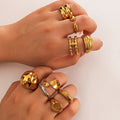 Licai Personalized Stainless Steel Ring Shaped Oversized Exaggerated Bumpy Irregular Fingerprints Asymmetric Fashion Ring