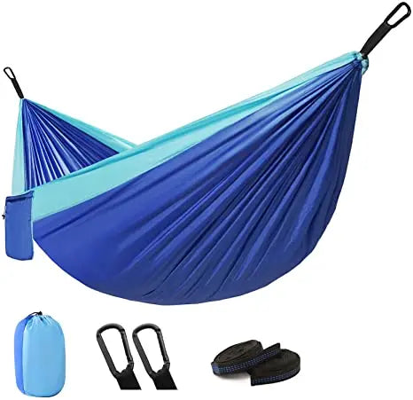 Double Nylon Fabric Portable Hanging Flat Hammock Tent Swing Bed Rope Camping Hammocks Hamacas Outdoor Ultralight Travel Adult