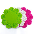 Tea Mug PVC Placemat Custom Coffee Cup Coaster Non-slip Table Mat Design Rubber Flower Fancy Giveaway Gifts Green Mats & Pads