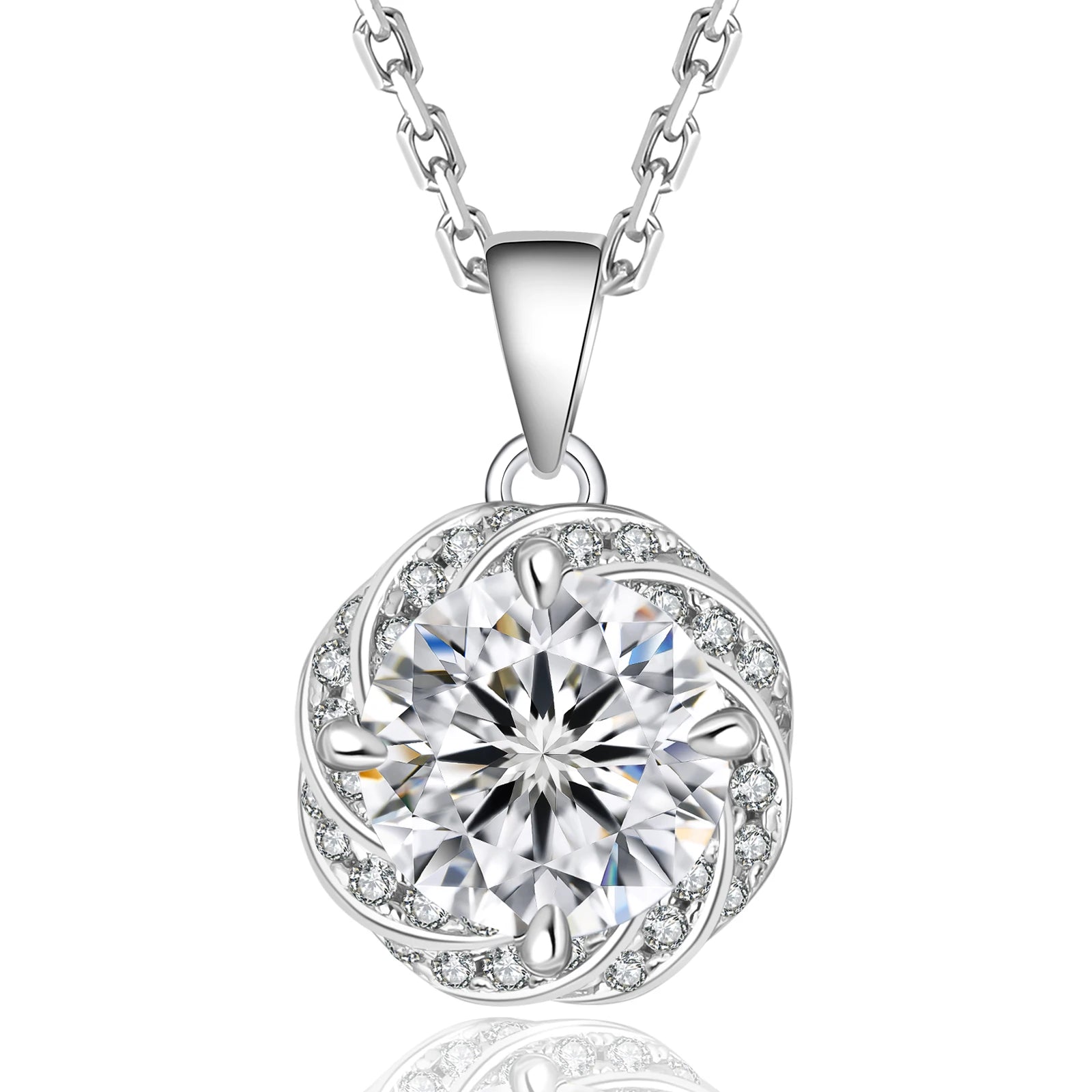 Moissanite Pendant Necklace 1.0/2.0ct 925 Sterling Silver Diamond D Color VVS Round Brilliant Cut Moissanite Necklace