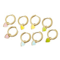 Cute Design Small 925 Sterling Silver Colourful Heart Pendant Hoop Drop Earrings for Women Jewelry