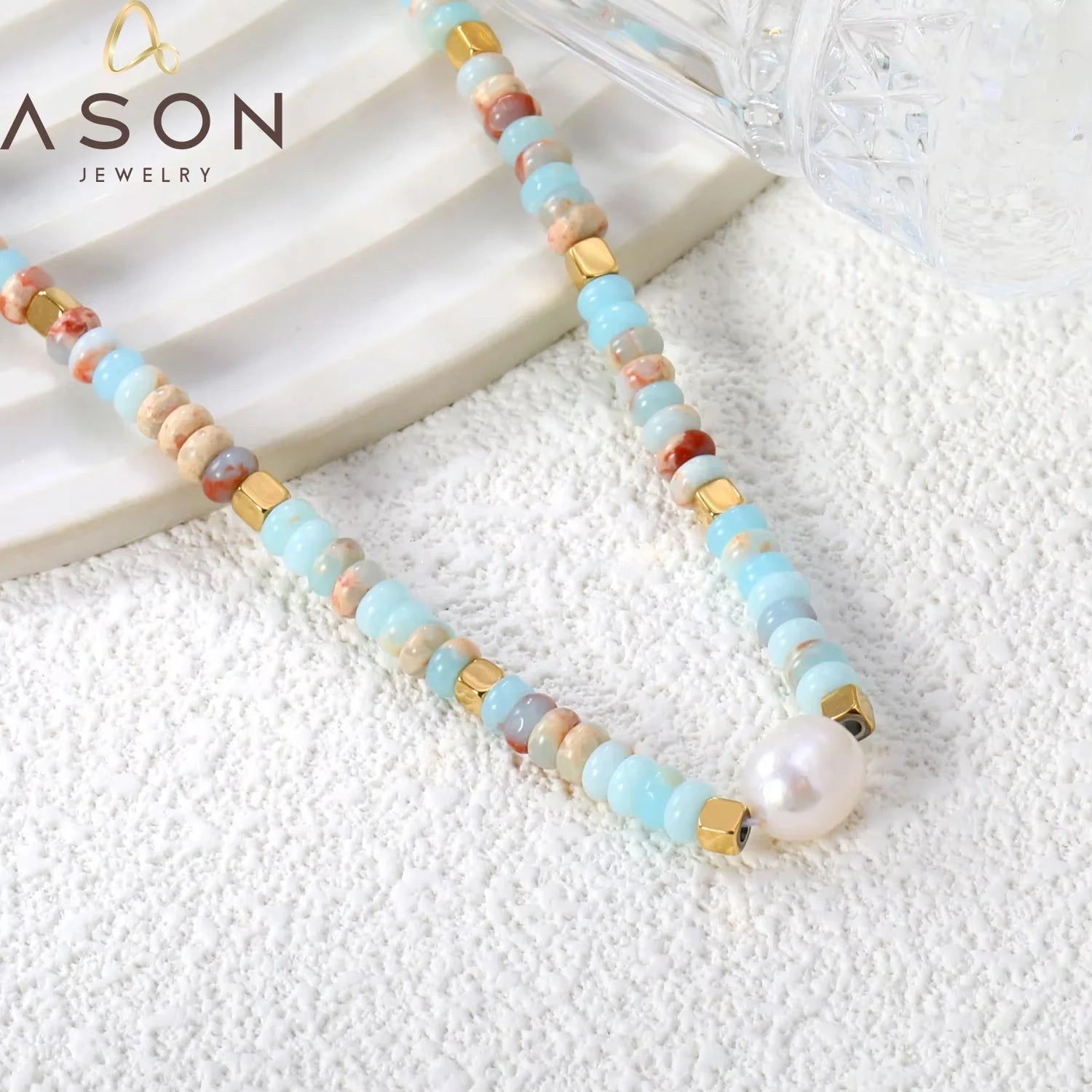 Ason New Arrival 316 Stainless Steel Waterproof Hot Selling Blue Necklace Simple Non-Fading Suitable for Girls Necklace